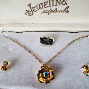 Jeweline Aurora Borealis necklace and earrings set